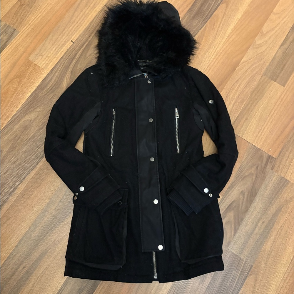 1 Madison Black Hooded Ski Jacket